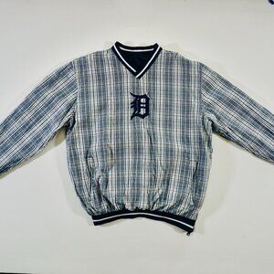 Detroit Tigers GIII Reversible Windbreaker Plaid / Navy Sz Men's Medium